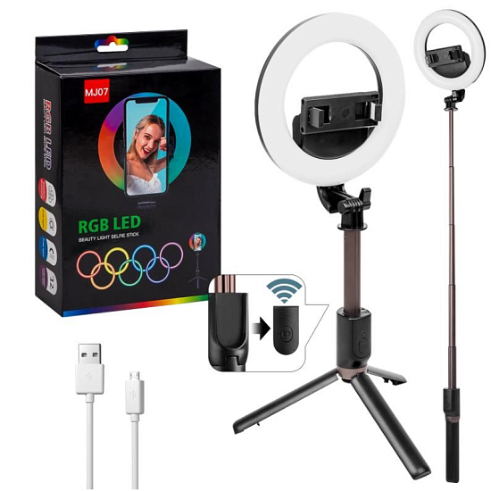 Светодиодное кольцо-подсветка MJ07 RGB (штатив-трипод)