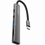 USB-Хаб EARLDOM ET-HUB21, 5 в 1  расширитель TF-карты+SD-карты+2Type-C,  серебряный