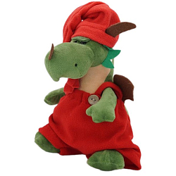 Мягкая игрушка Дракон Каллисто в красном комбинезоне и колпаке с кисточкой, 22 см