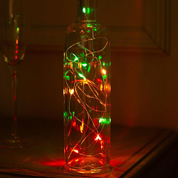 Гирлянда "Нить - Роса с пробкой" 2 м, свечение мульти, LR44х3, IP20