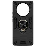 Силиконовый чехол DF для Realme 11 Pro+ DF rmArmor-08 (black) с металлической пластиной для магнитного держателя и кольцом