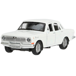 Модель Технопарк ГАЗ-2401 ВОЛГА длина 12 см, двери, багаж, инерц, белый 