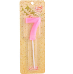 Свеча в торт на шпажке «Грань», цифра "7", 5 см, розовая 10327718