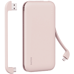 Внешний АКБ XIAOMI SOLOVE W7 (10000mAh) (2 USB/Type-C) розовый