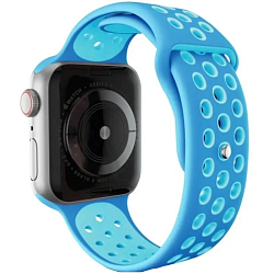 Силиконовый ремешoк NONAME для Apple Watch 38/40/41 mm,голубой-бирюзовый с перфорацией