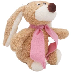 Мягкая игрушка Кролик Лоуренс , коричневый, 15 см, в шарфе цвета цикламен, 01005815B-86