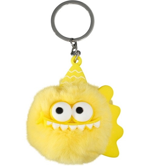 Пушистик на кольце "Пиранья" жёлтый 7,5х7х6 см   10702205