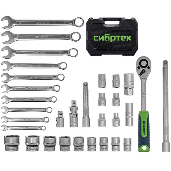 Набор инструментов СИБТЕХ 13393, 1/2", пластиковый кейс, 32 предмета