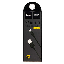 Кабель USB <--> Lightning  1.0м HOCO X6 Khaki чёрный
