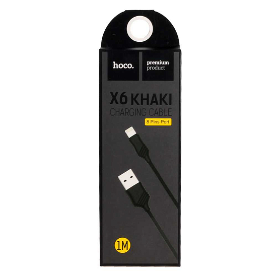 Кабель USB <--> Lightning  1.0м HOCO X6 Khaki чёрный
