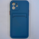 Силиконовый чехол BUTTON для iPhone 12 (Серый) с карманом для пластиковых карт