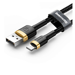 Кабель USB <--> Lightning  1.0м BASEUS Cafule, нейлон, чёрный, золотая вставка