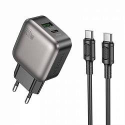 Сетевое ЗУ 1USB/1Type-C 3A BOROFONE BAS54A Black, PD20W, Type-C Type-C