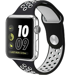 Силиконовый ремешок NIKE BAND 42/44/45/49mm, № 02_черный & белый