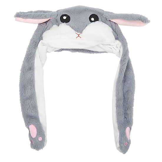 Шапка Хомяк серый, с двигающимися ушами, светящийся