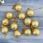 Набор шаров пластик d-2,5 см, 12 шт "Шарики" золото 3562588