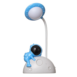 Лампа настольная RISALUX Космонавт на луне LED 3Вт USB АКБ бело-синий 11,5х7,5х28 см 7697690