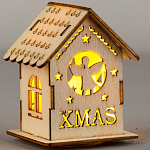 Ёлочная игрушка «Домик с ангелом», от батареек, свечение тёплое белое