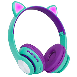Наушники ROMBICA Mysound BH-18 Кошачьи ушки зелено-фиолетовый