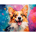 Алмаз мозаика Красочный корги квадратная 30x40 без подр.,с полн.зап. (30цв) Арт.НД-2045