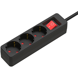 Сетевые фильтр 3.0м RITMIX RM-330K Black, 3 розетки, 16A