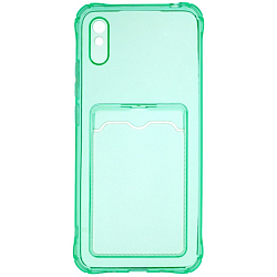 Задняя накладка ZIBELINO Silicone Card Holder Case для Xiaomi Redmi 9A (мятный) защита камеры