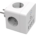 Сетевой фильтр Cablexpert Cube CUBE-4-U4-W, белый, 4 розетки, 16А, 4USB, ур.защиты 2+, коробка