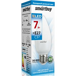 Лампа светодиодная SMARTBUY C37 7W/6000K/E27 (свеча, холодный дневной свет)