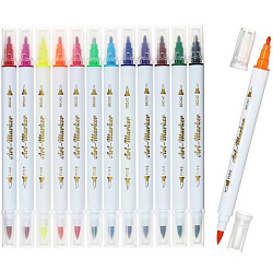 Набор маркеров 12 цветов, двусторонние, пулевидный и  кистеобразный  наконечники   10127068