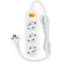 Сетевой удлинитель  1.5м POWER CUBE PC-2-1,5M, белый, 3 розетки, с/з, с выкл.10А