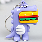 Брелок резина "Динозавр ест бургер" МИКС 3х1х5 см   9358746