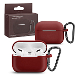 Силиконовый чехол ISA для AirPods Pro Hang Silicon Сase с карабином SL burgundy