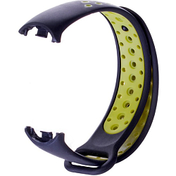 Ремешок Luazon для фитнес-браслета Mi Band 8/9, с перфорацией, чёрно-зелёный
