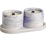 Свечи в бетоне на подставке "Лофт", соевый воск, деревянный фитиль, бело-фиолетовая 5365010