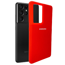 Задняя накладка SILICONE COVER для Samsung Galaxy S21 Ultra красный