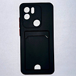 Силиконовый чехол BUTTON для Xiaomi Redmi A1+/Redmi A2+ /POCO C51 черный , с карманом для пластик карт