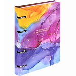 Тетрадь на кольцах А5 160х212мм, 120л, картон, фольга, клетка, BRAUBERG, Liquid art, 404738