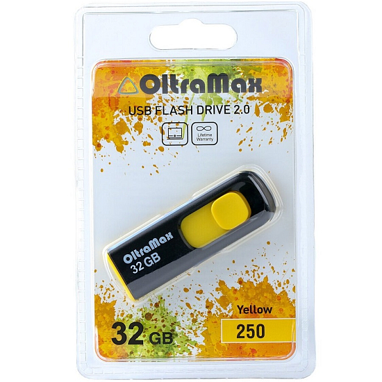 USB 32Gb OltraMax 250 чёрный/желтый