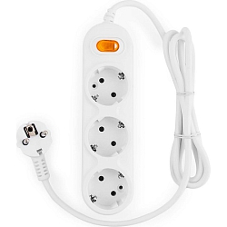 Сетевой удлинитель  1.5м POWER CUBE PC-1-1,5M, белый, 3 розетки, с/з, с выкл. 16А