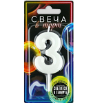 Свеча для торта, цифра «3», светится в темноте, 3,8 х 8 см 10104786
