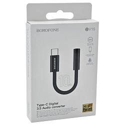 Переходник Jack 3.5 >--> Type-C BOROFONE BV15 черный