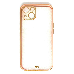 Задняя накладка AKSS для iPhone 13, розовый, с металическим ободком (технология 6D)