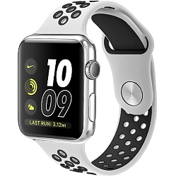 Силиконовый ремешок NIKE BAND 42/44/45/49mm, № 01_белый & черный