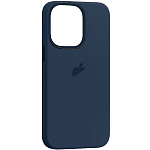 Силиконовый чехол SILICONE CASE для iPhone 15 Pro Max (MagSafe + анимация NFC Clear) c LOGO Storm Blue