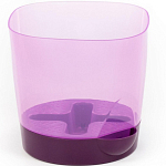 Горшок цветочный ПОЛЕСЬЕ №2 с поддонником, 1,4 литра (горшок прозрачно-фиолетовый, поддонник фиолетовый)