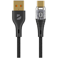 Кабель USB <--> Type-C  1.0м DEPPA Crystal черный (72500)