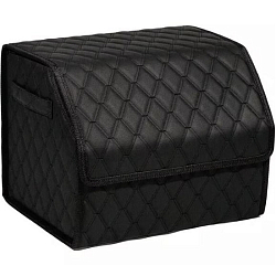 Органайзер автомобильный FOR CARS 3D 50*30*30 черный/черная нить/черный кант, экокожа,  2-й ромб