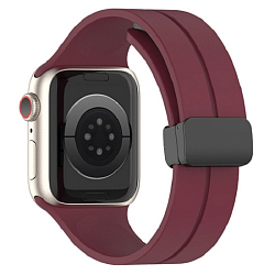 Силиконовый ремешок ApW29 для Apple Watch 42/44/45/49mm на магните (bordo)