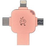 USB 128Gb SmartBuy Quad, металл, розовый, 4 в 1, USB 3.0, 8pin, Type-C, microUSB