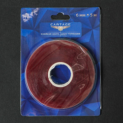 Клейкая лента CARTAGE, прозрачная, двусторонняя, акриловая, 6 мм x 5 м   4166629